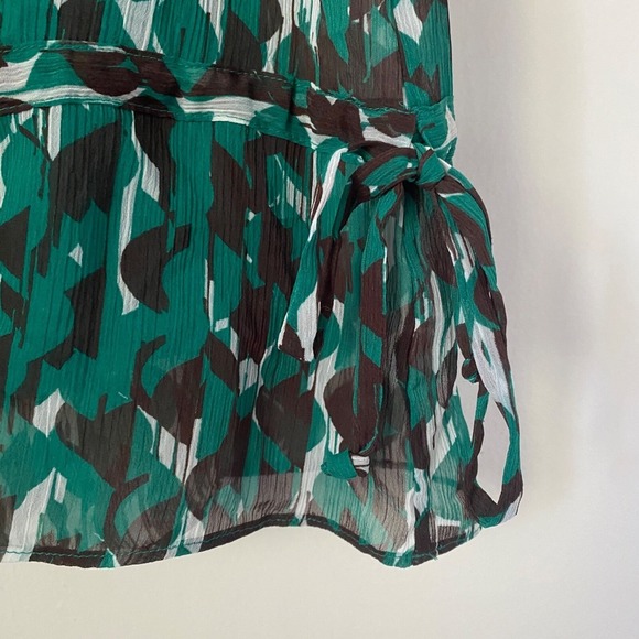 Worthington Sheer Chiffon Multi-Color Blouse Ruffle Built-in Removable Cami SZ L - Picture 5 of 6